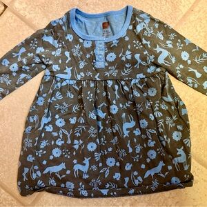Tea Baby/Toddler Blue & Charcoal Animal Print 9-12 month size shirt!